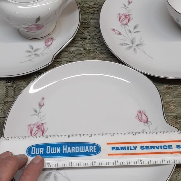 Snack set 7-pc , Regina Rose by Royal Cameo & Sterling Rose pitcher - Picture 12 of 14